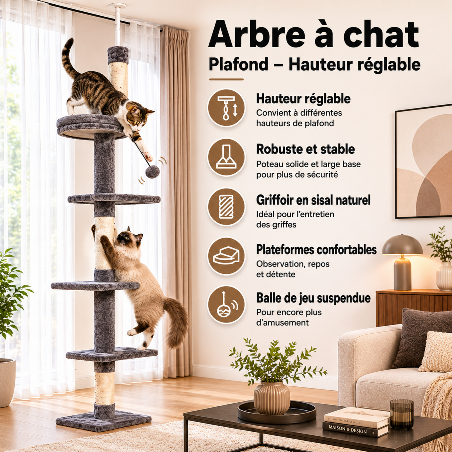 arbre à chat fixation stable