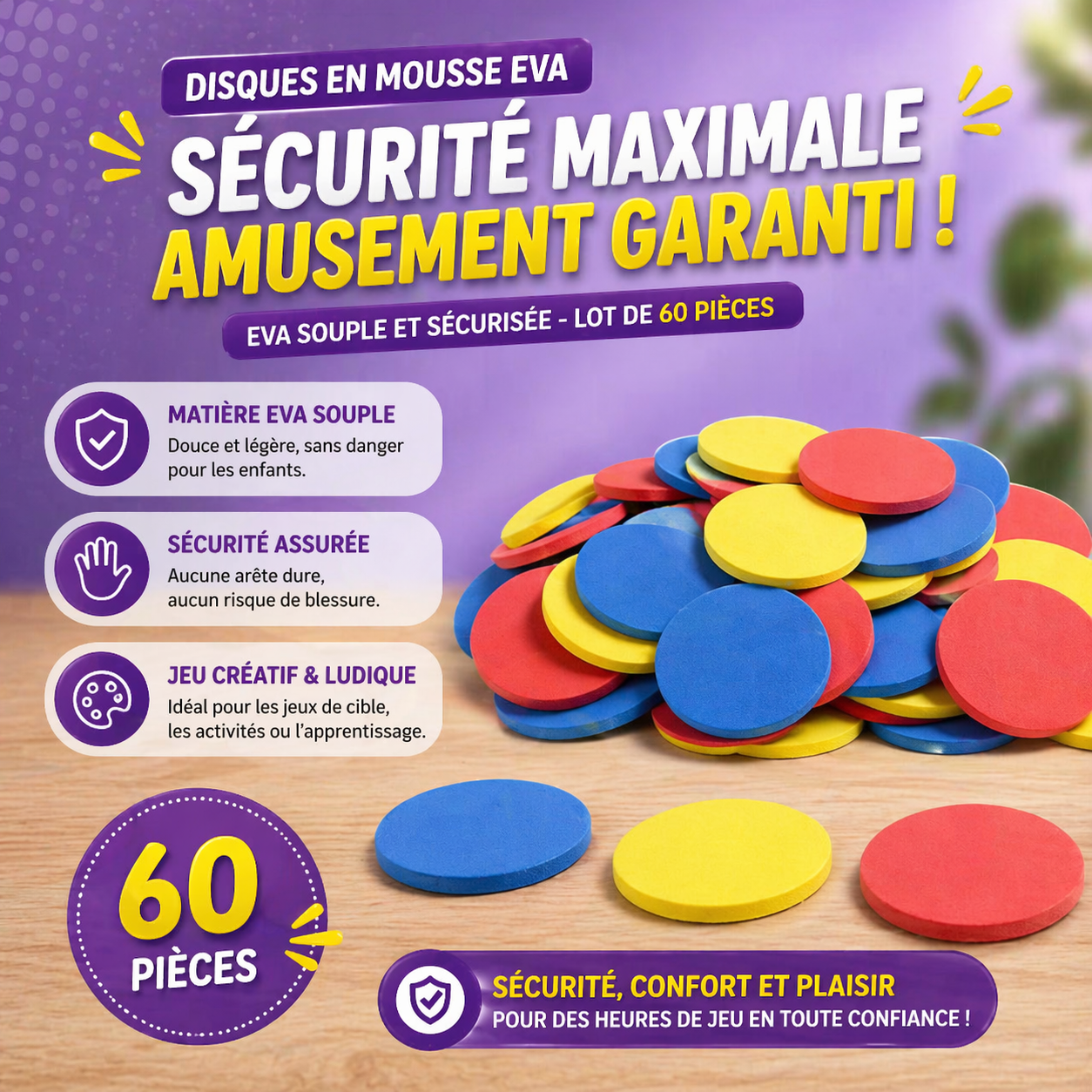 lot de 60 disques pour pistolet jouet