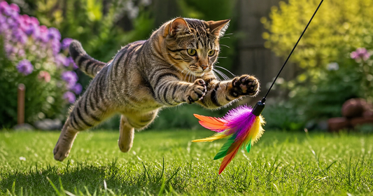 chat qui s'amuse à l'exterieur