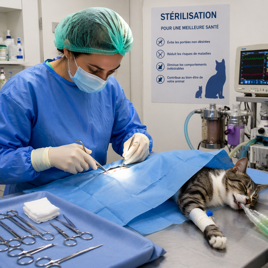 Chat allongé sereinement, illustrant les bienfaits de la stérilisation pour sa santé