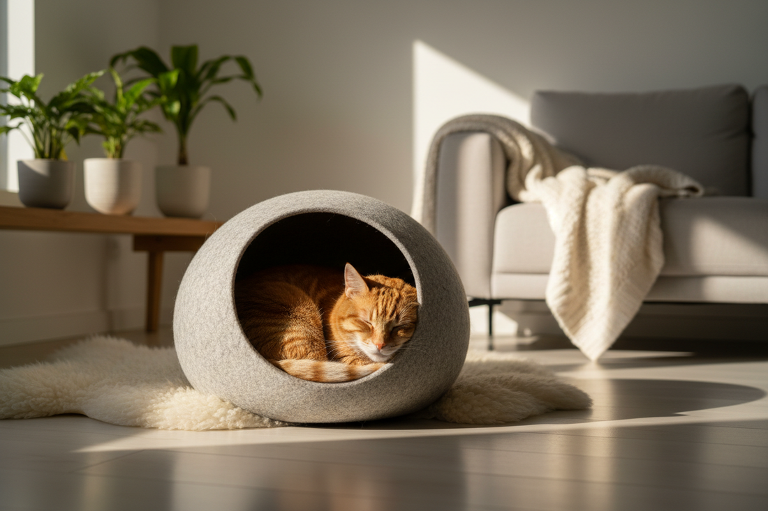 Chat dans une niche douillette