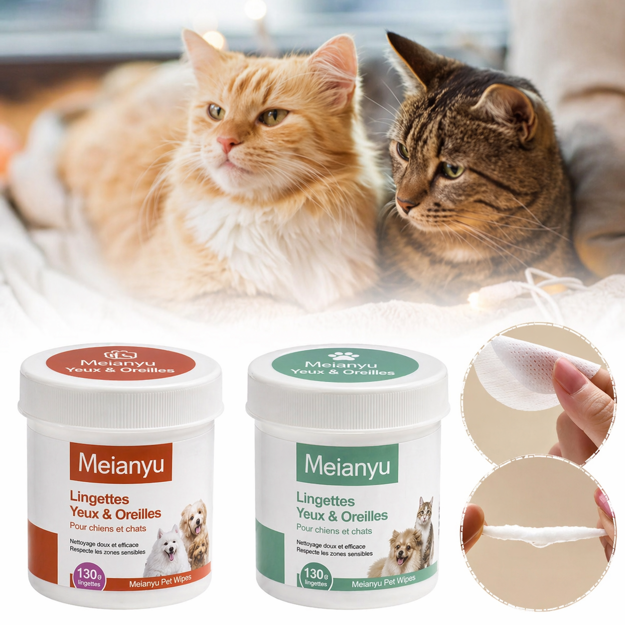 Lingettes Nettoyantes pour Yeux et Oreilles pour Chat CLEAN-PET.