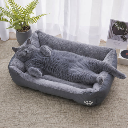 CALIN-MAT chat gris qui dort dans tapis douillet