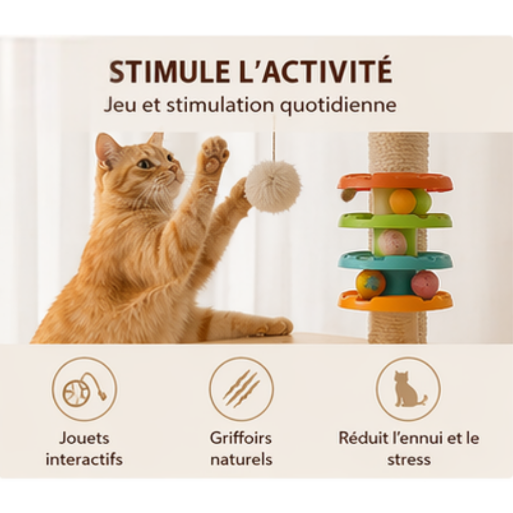 jouets intégrés à l'arbre à chat  CAT-WOOD