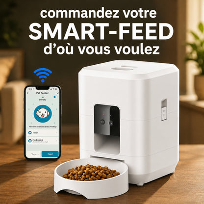 Distributeur automatique SMART-FEED blanc de croquettes 2L pour chat connecté WiFi