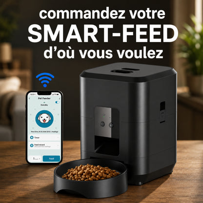 SMART-FEED Distributeur automatique noir de croquettes 2L pour chat connecté WiFi