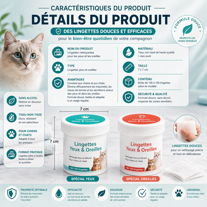 Lingettes Nettoyantes pour Yeux et Oreilles pour Chat CLEAN-PET.