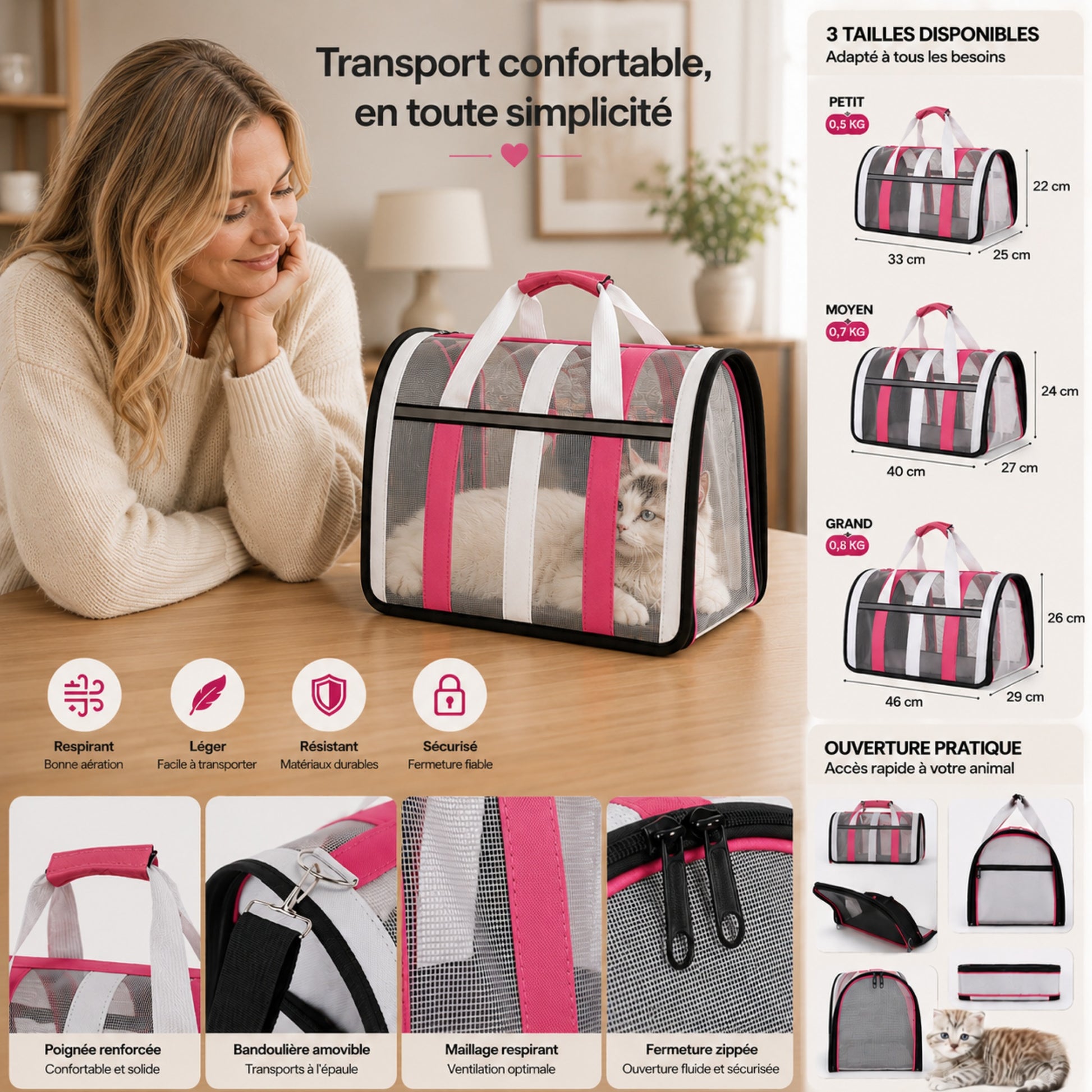 AIRGO™ — Caractéristiques transport confortable pour chat
