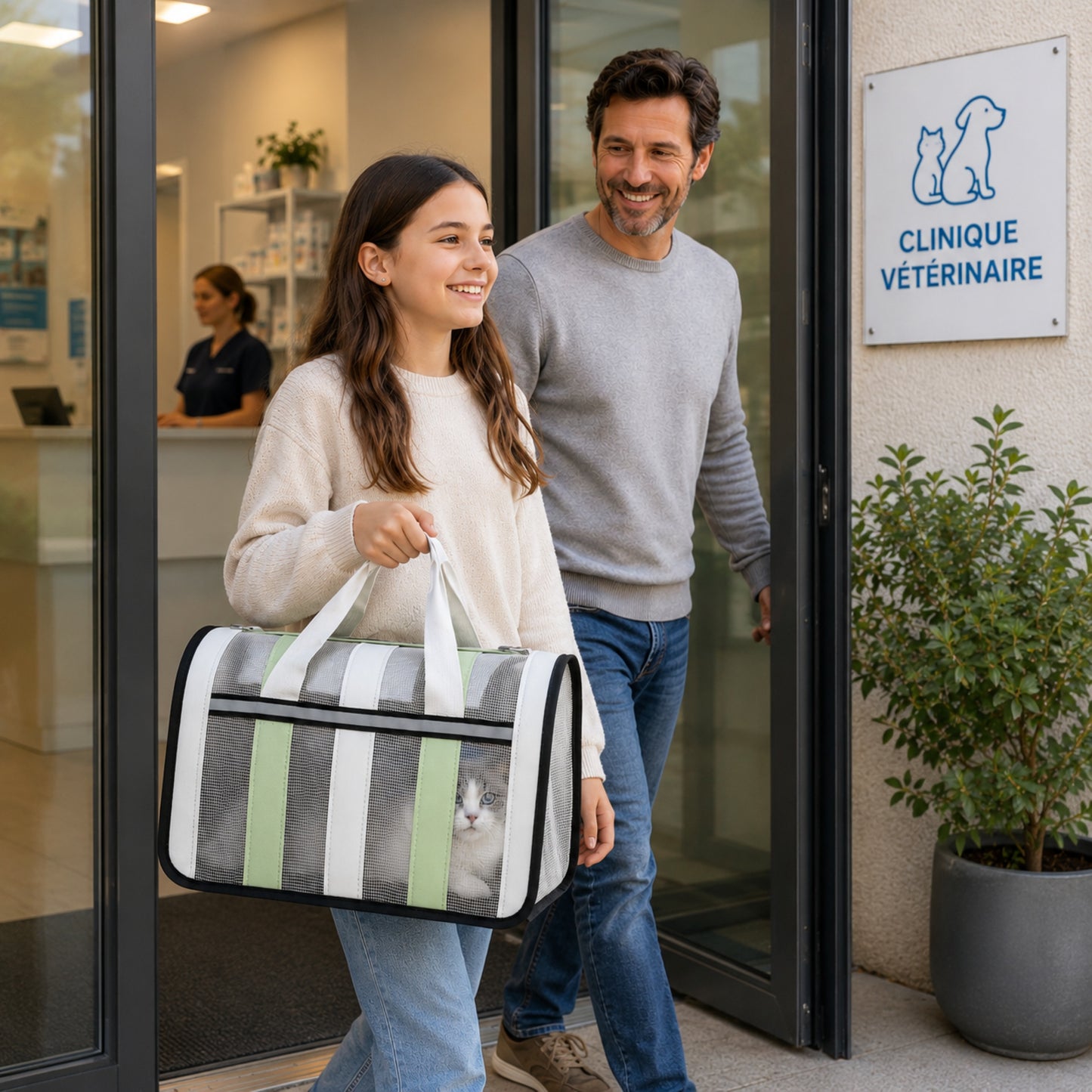 Votre chat déteste la cage. AIRGO™ — Le sac de transport respirant et pliable.