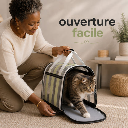 Votre chat déteste la cage. AIRGO™ — Le sac de transport respirant et pliable.