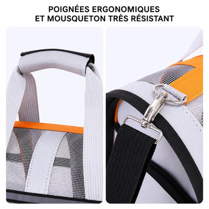 Votre chat déteste la cage. AIRGO™ — Le sac de transport respirant et pliable.