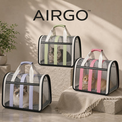 Votre chat déteste la cage. AIRGO™ — Le sac de transport respirant et pliable.