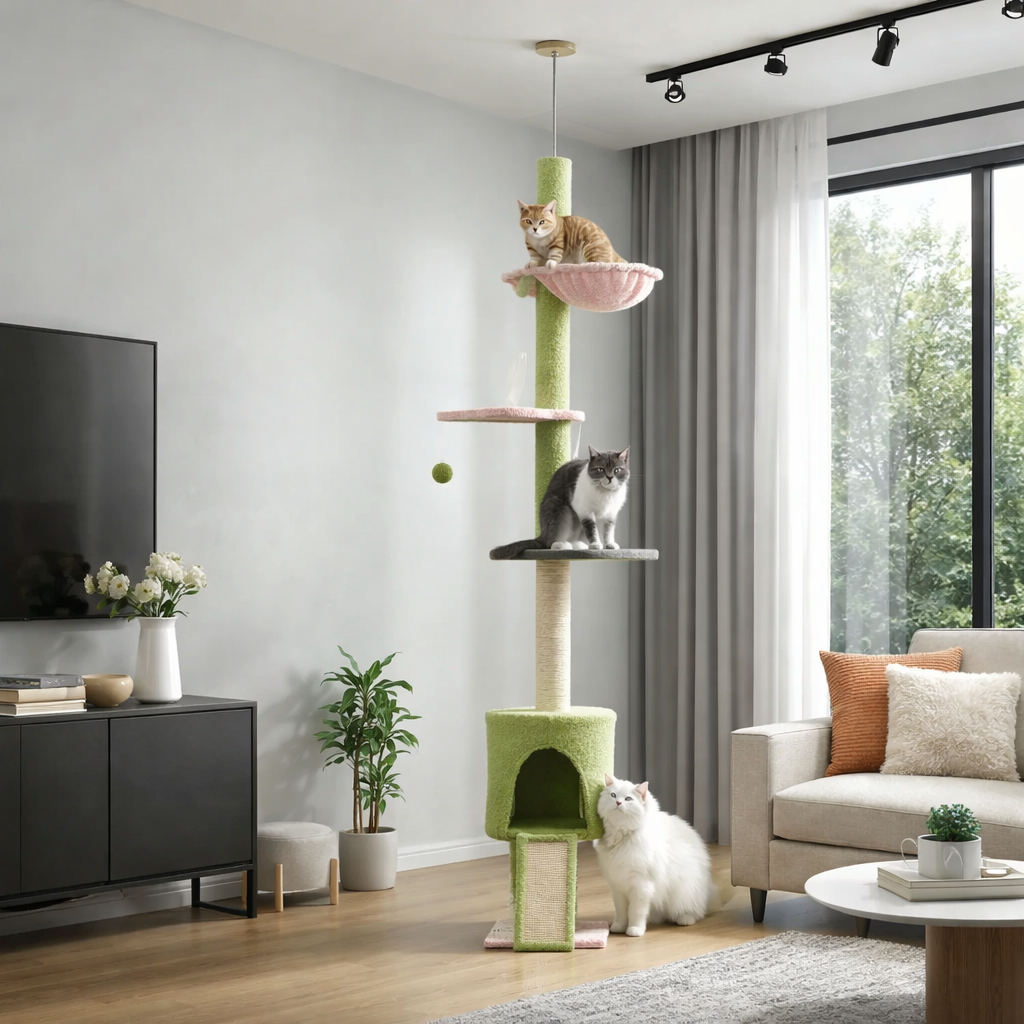 arbre à chat telescopique denat une baie vitrée