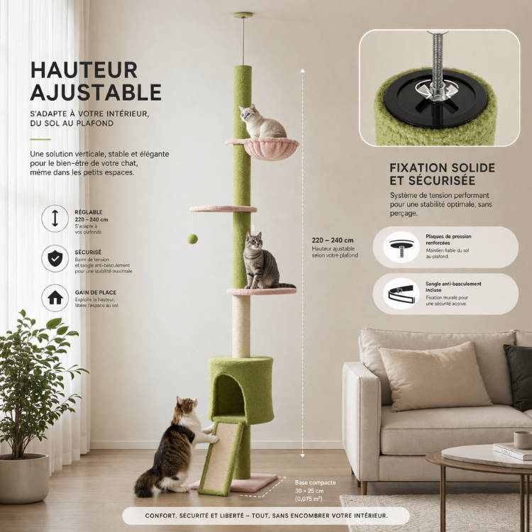 arbre à chat avec hauteur réglable