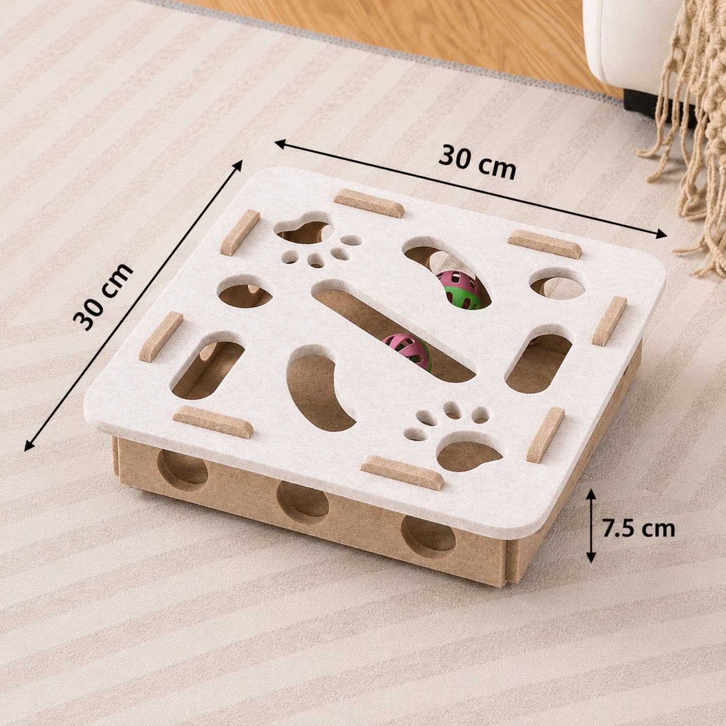 boite à puzzle pour chat blanc