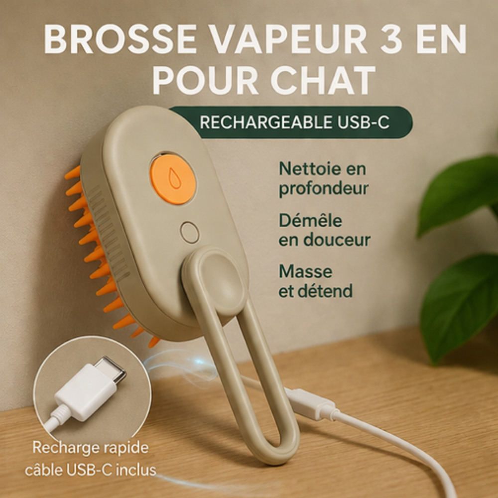 BRUSH-NETT™ démêle et élimine les poils morts du chat