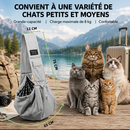 CÂLIN'GO™ - Dimensions du sac de transport chat : 65 x 75 cm, bandoulière 12 cm