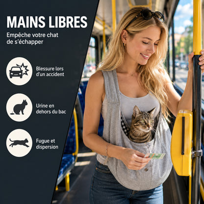 CÂLIN'GO™ - Sac de transport porté en écharpe, mains libres, idéal pour promener son chat