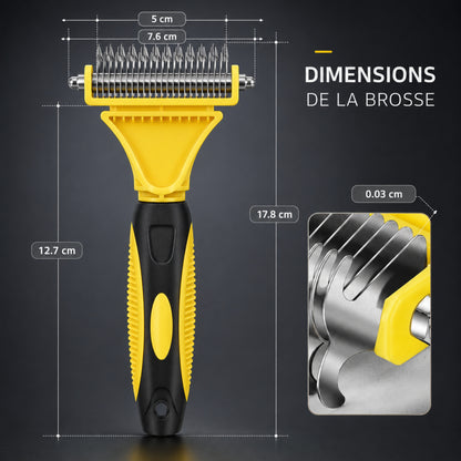 Fiche technique et dimensions de la brosse CATBRUSH jaune double face