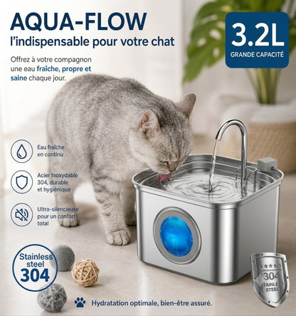 AQUA-FLOW™ — Fontaine Silencieuse pour Chat en Inox