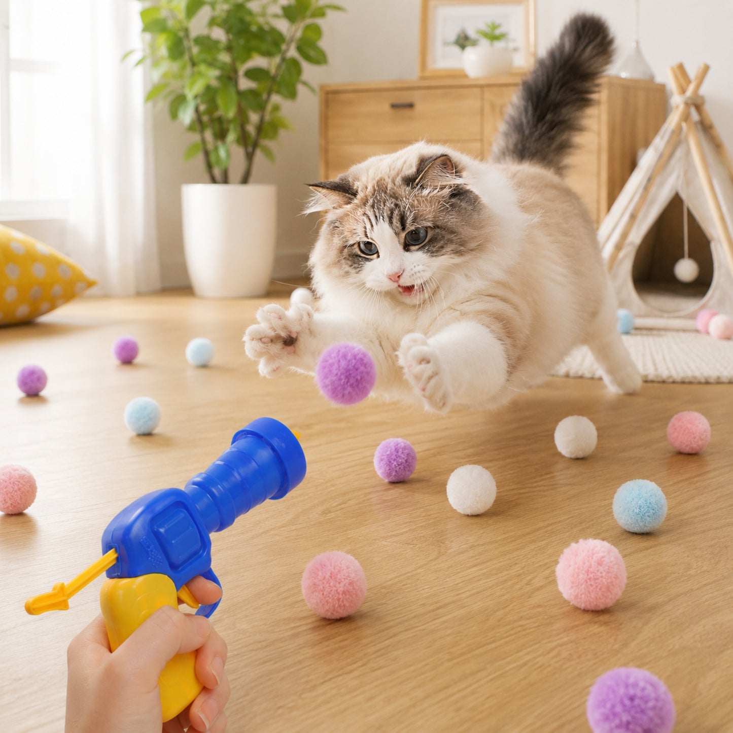 chat qui joue a pounce-ball