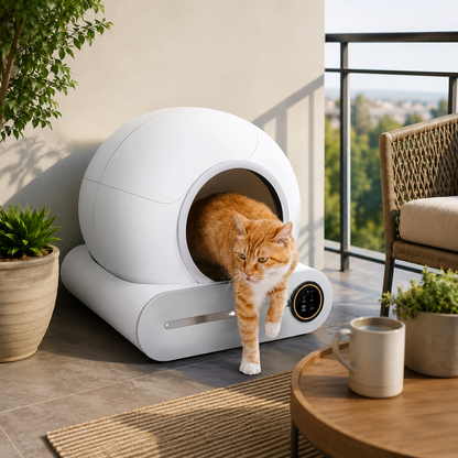 autocat chat roux litière balcon