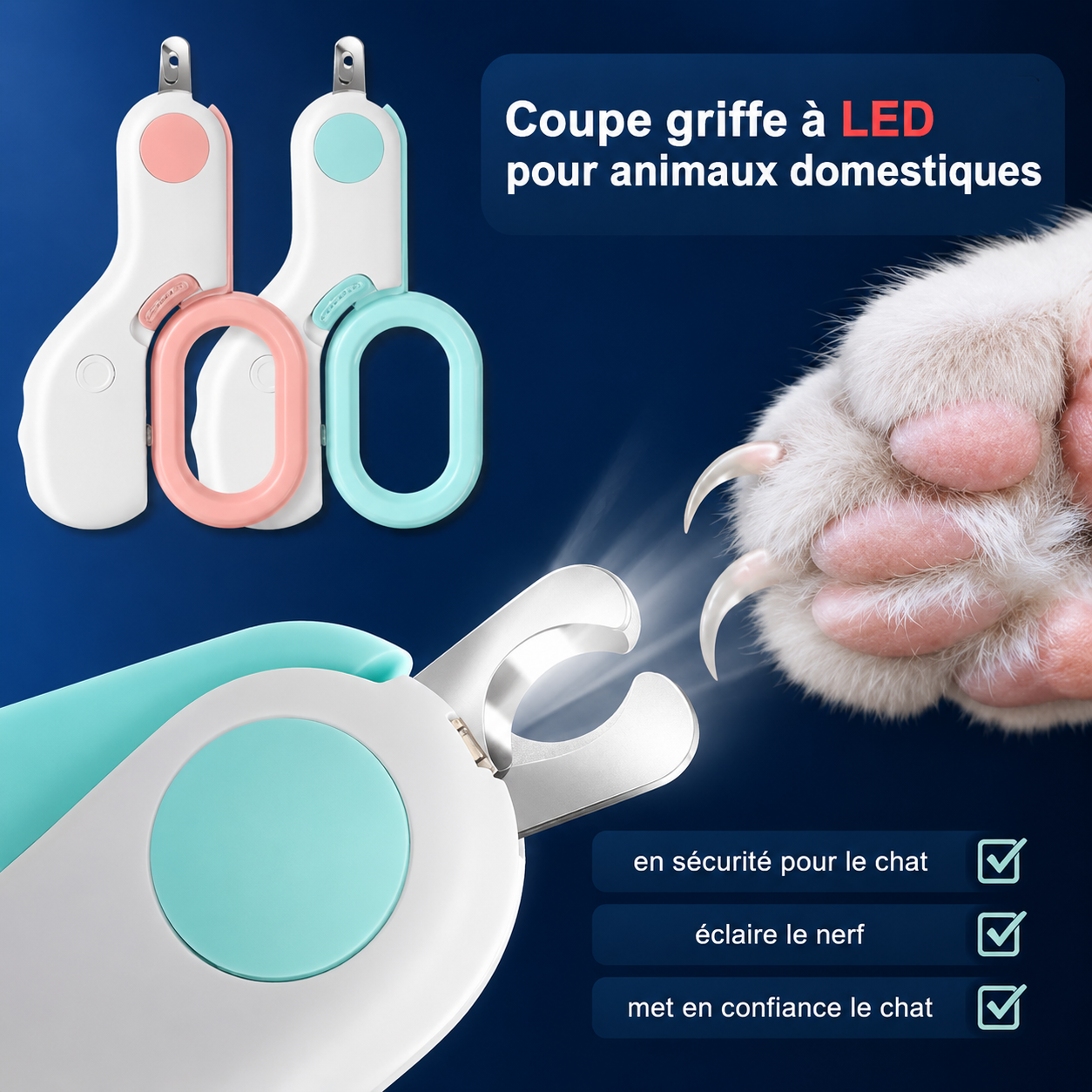 Coupe-griffe à LED CLIC-GRIFFE pour animaux domestiques — sécurisé et précis
