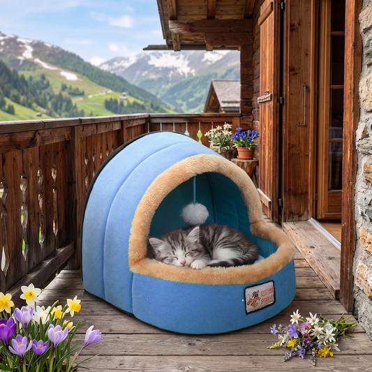 cozy-niche bleue dans un chalet