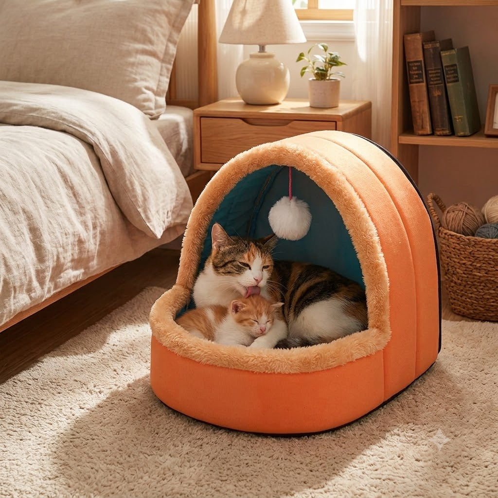cozy niche orange dans une chambre