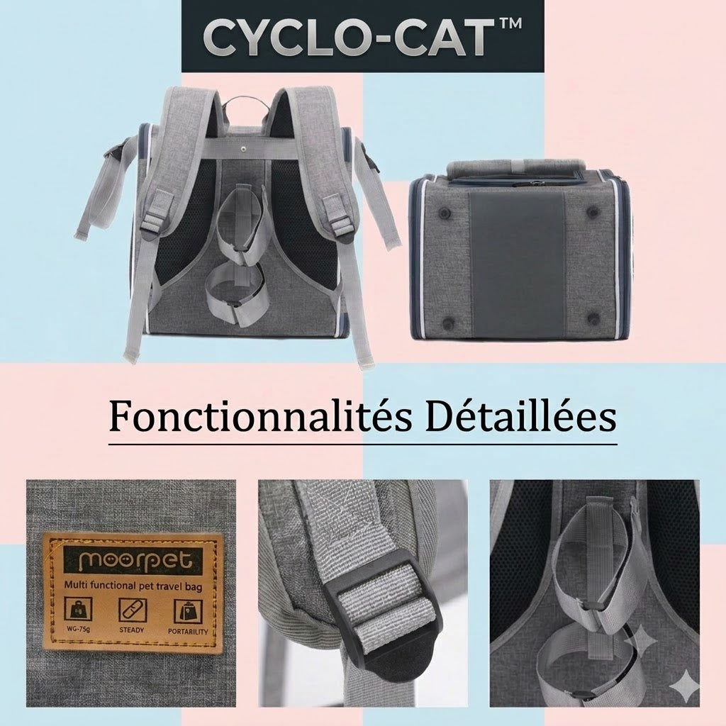 CYCLO-CAT™ — Fonctionnalités détaillées du sac de transport pour chat