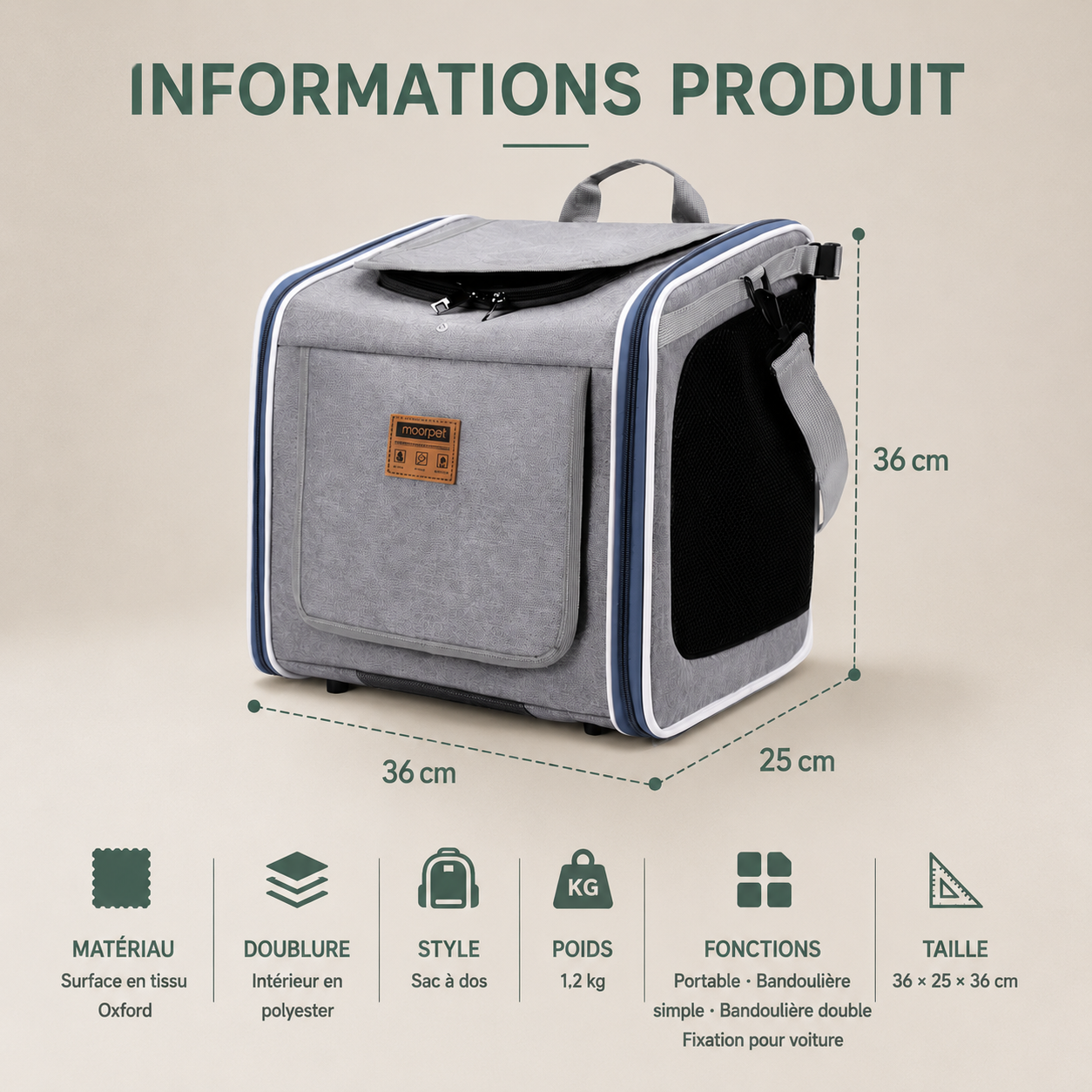 CYCLO-CAT™ — Fiche informations produit dimensions et matériaux