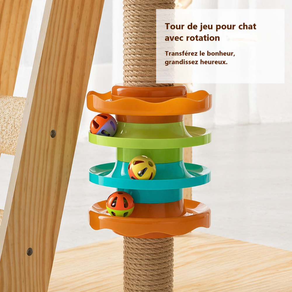 Tour de jeux autour d'un griffoir de l'arbre à chat en bois CAT-WOOD