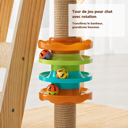 Tour de jeux autour d'un griffoir de l'arbre à chat en bois CAT-WOOD