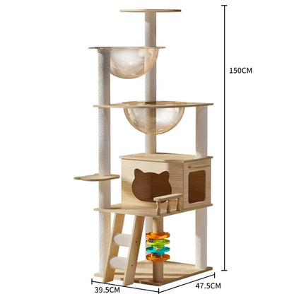 dimensions de l'arbre à chat en bois CAT-WOOD de 150 cm