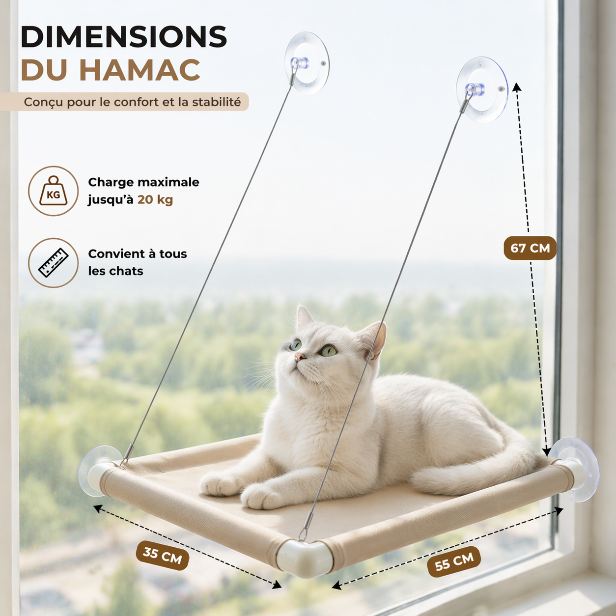 dimensions du hamac de fenêtre