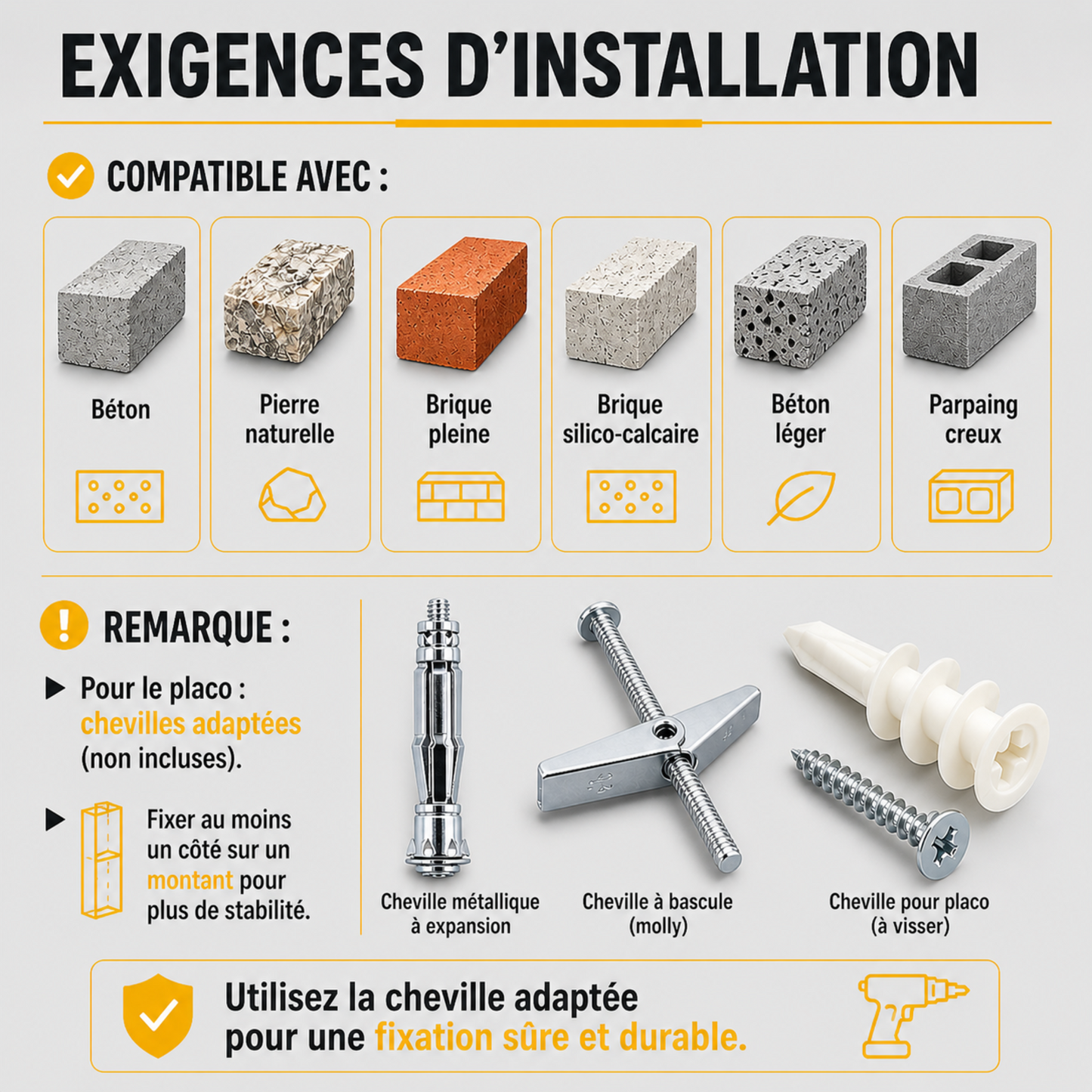 exigences d'installation