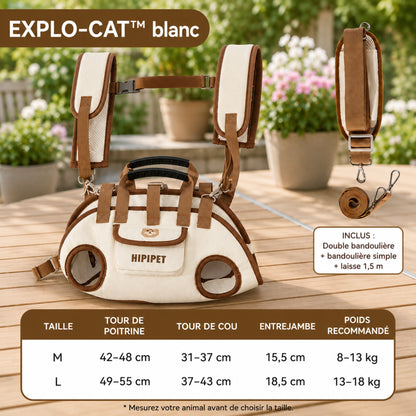 EXPLO-CAT™ blanc — Tableau des tailles M et L pour chat et chien