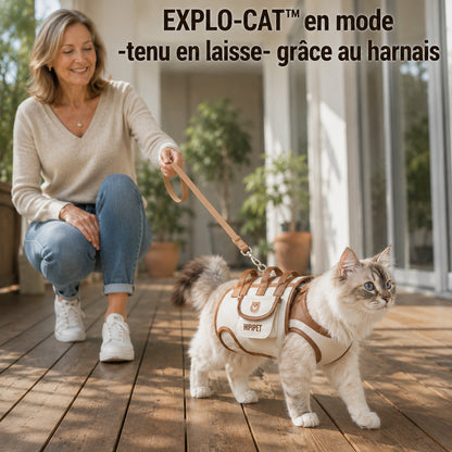 EXPLO-CAT™ — Mode harnais avec laisse pour chat en promenade