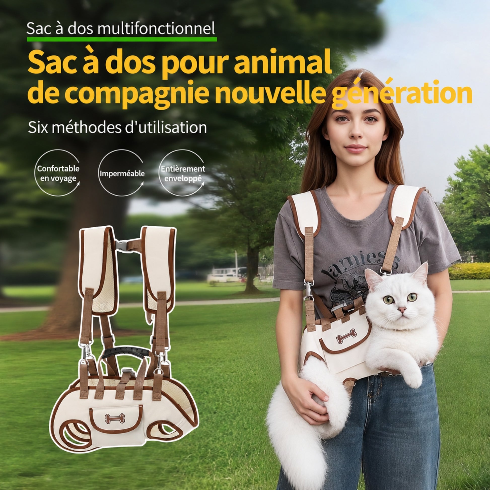 EXPLO-CAT™ — Sac à dos multifonction 6 méthodes de transport pour animal