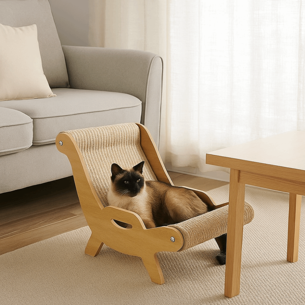 fauteuil griffoir design GRIFF'ZEN™ pour chats en bois et sisal