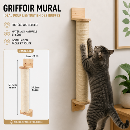 griffoir vertical pour arbre à chat mural