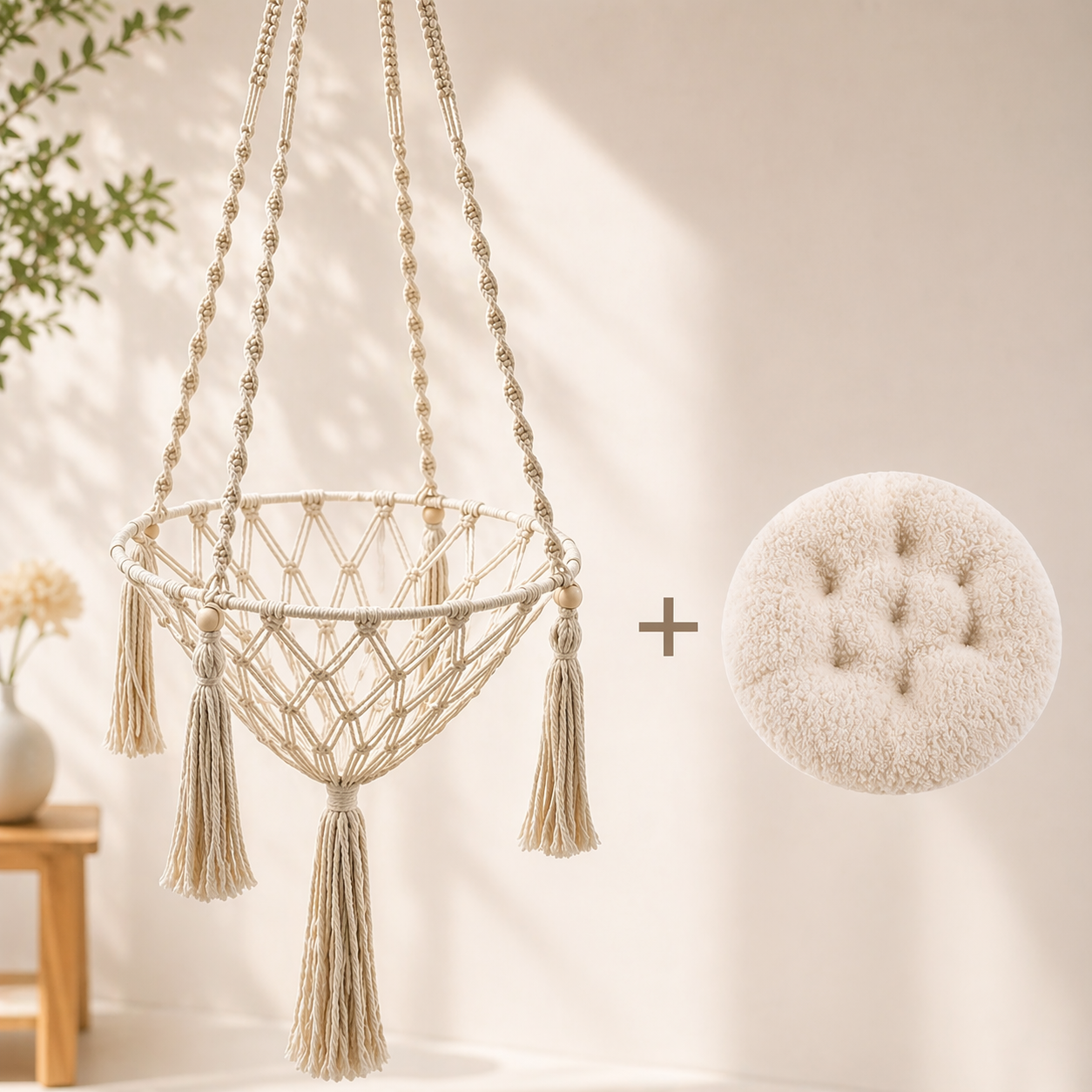 présentation du lot de hamac et de son coussin assorti