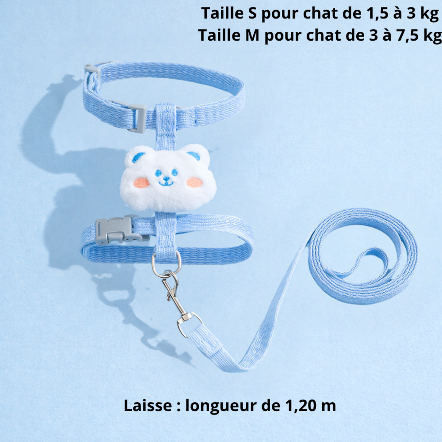 harnais bleu pour chat