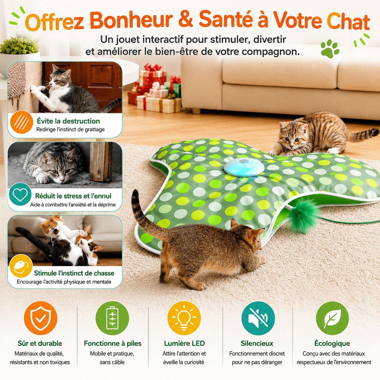 deux chats qui jouent ensemble jouet interactif