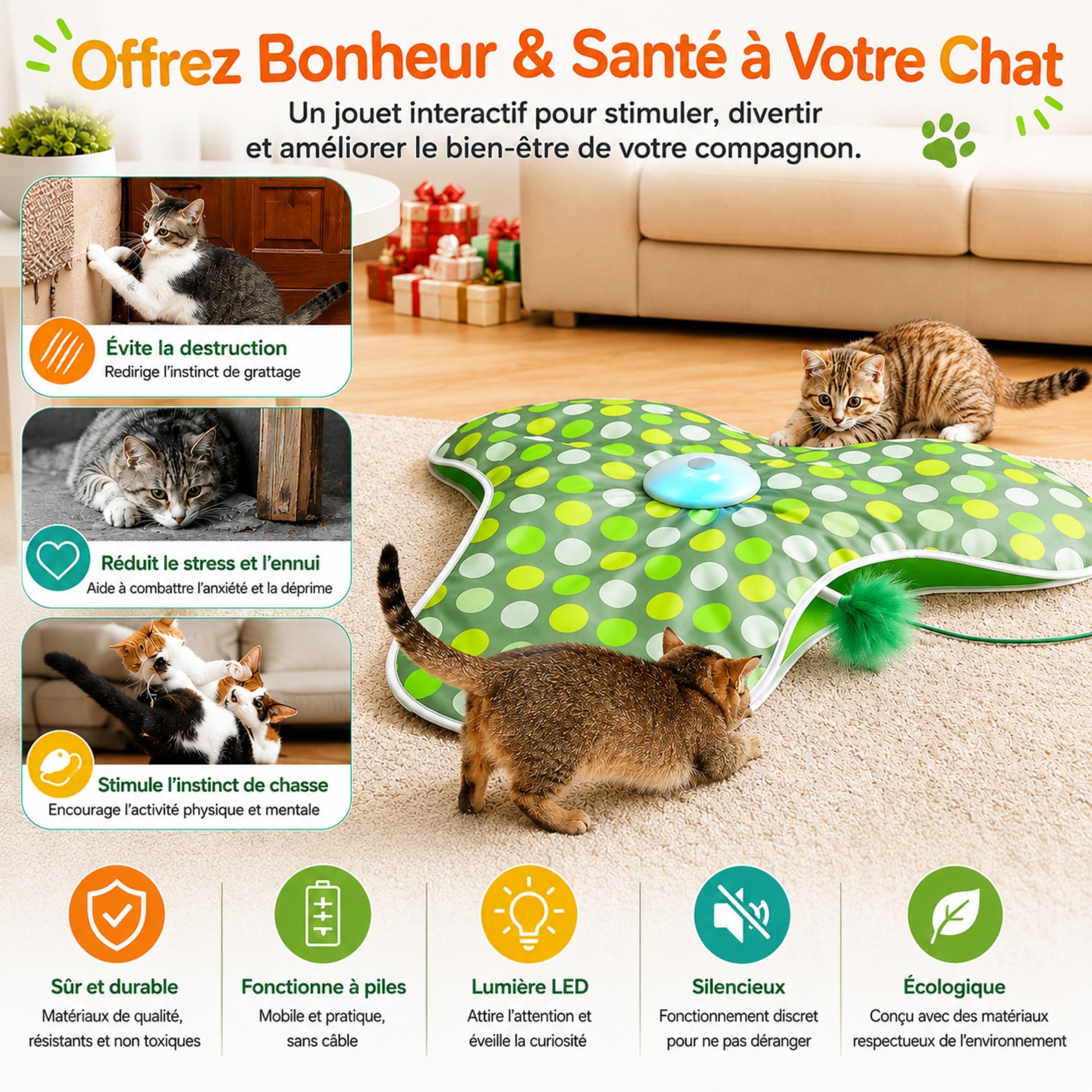 deux chats qui jouent ensemble jouet interactif