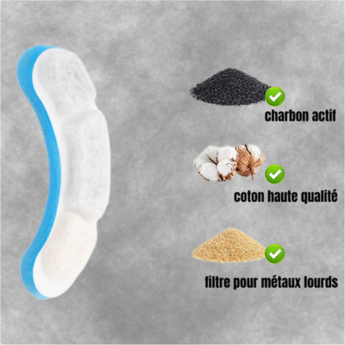 les materiaux compoant le filtre à eau pour chat