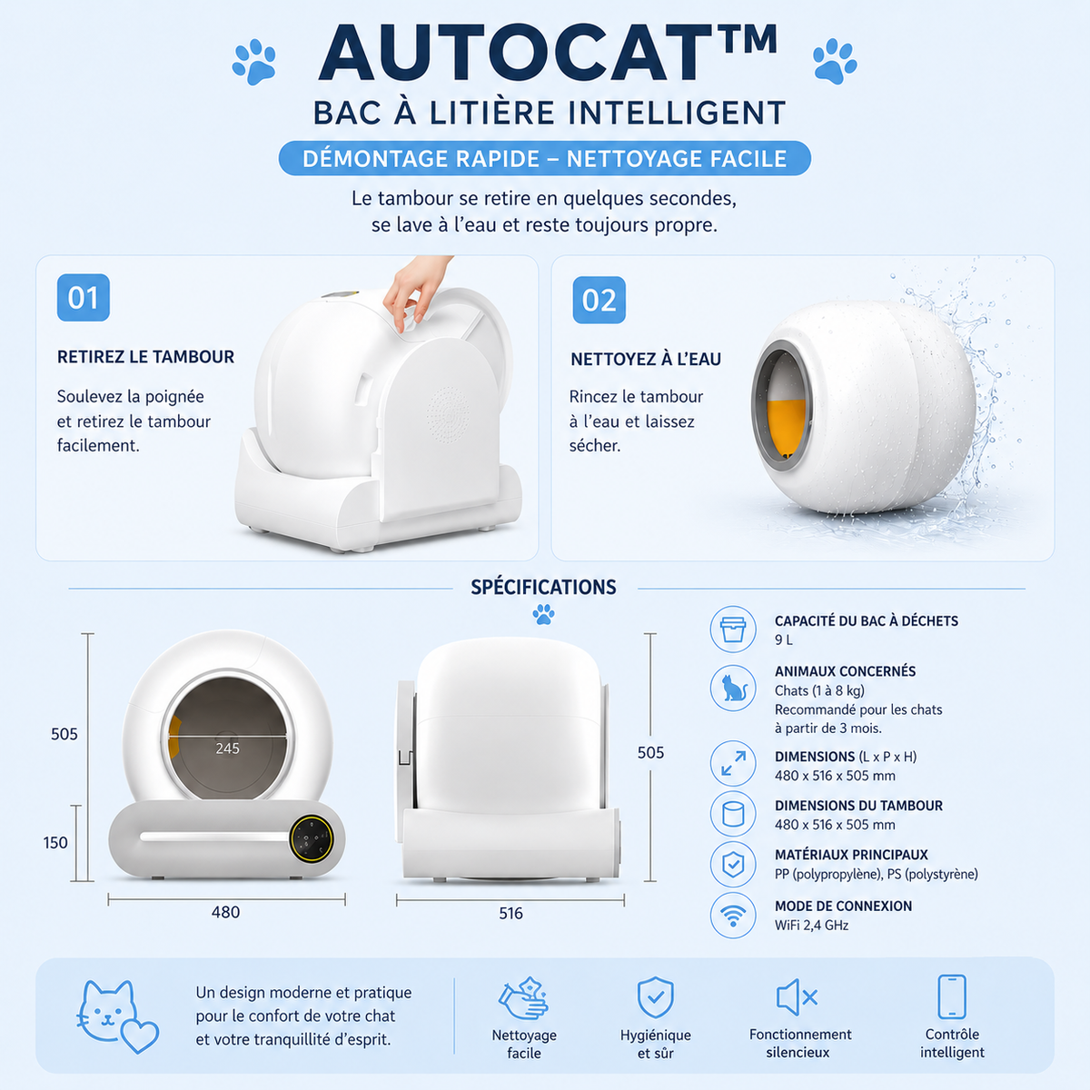 autocat litière nettoyage bac