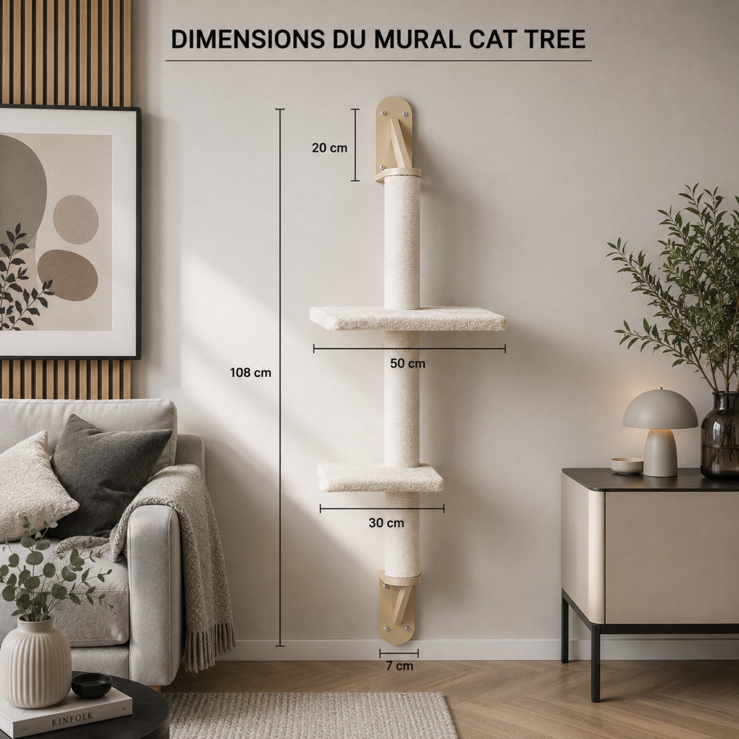 dimension de l'arbre à chat mural
