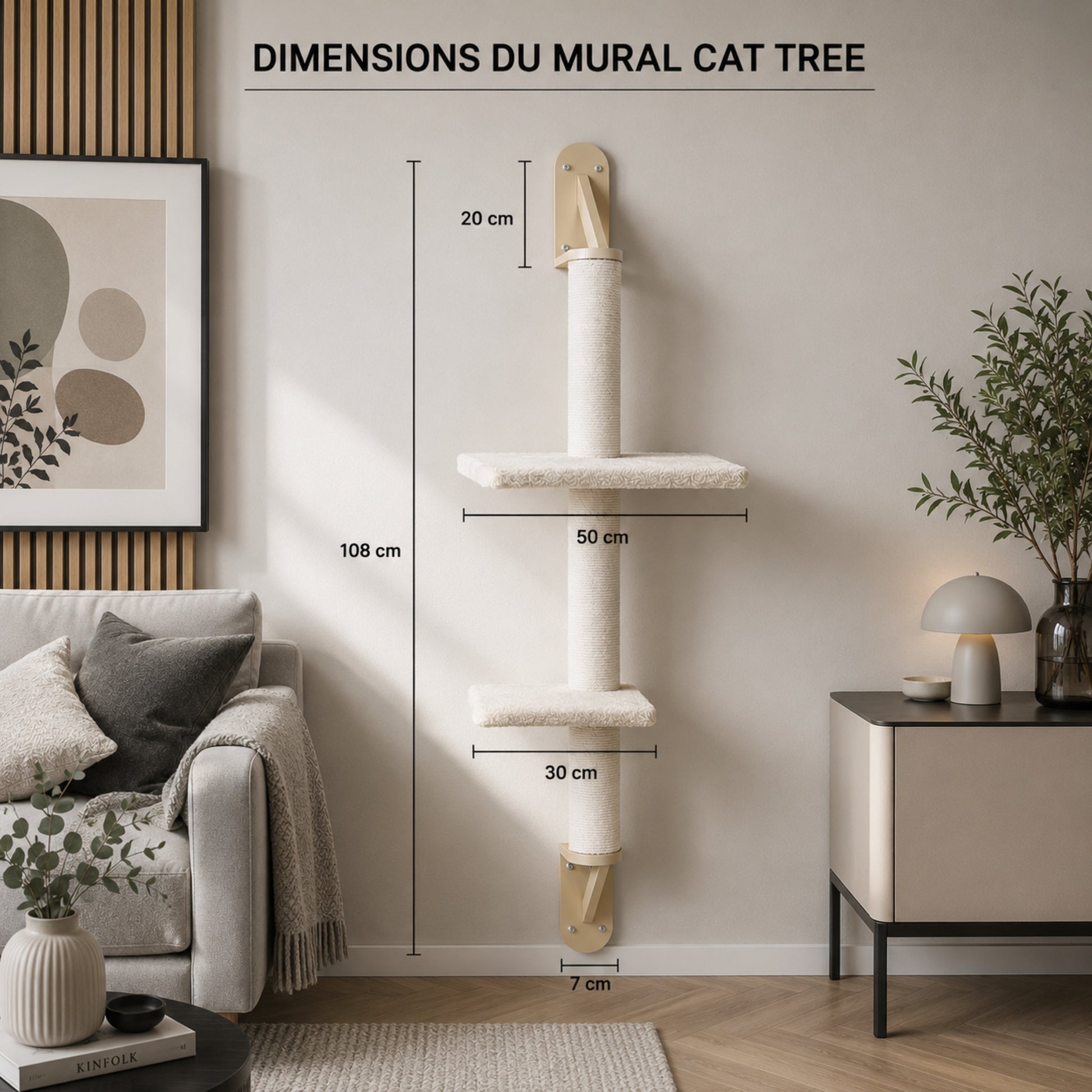dimension de l'arbre à chat mural