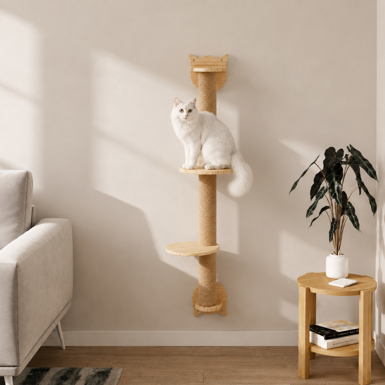 mural cat-tree une fois installé
